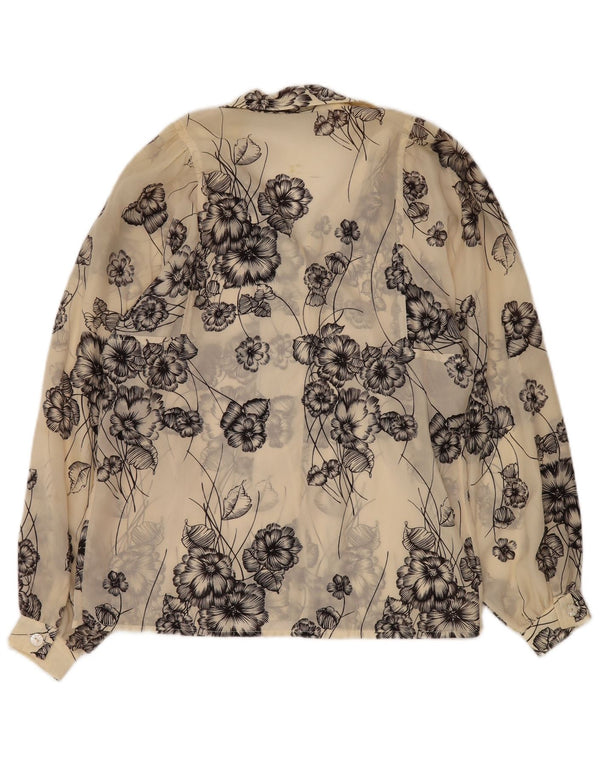 VINTAGE ženska prozirna košulja bluza UK 12 srednje bijele cvjetne boje