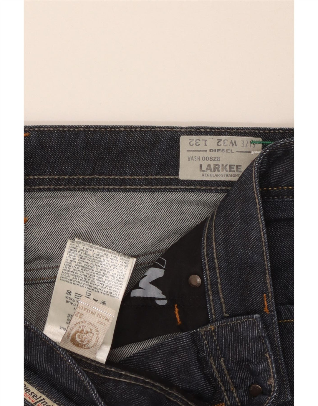 DIESEL Muške ravne traperice Larkee Regular Fit W32 L32 tamnoplavi pamuk