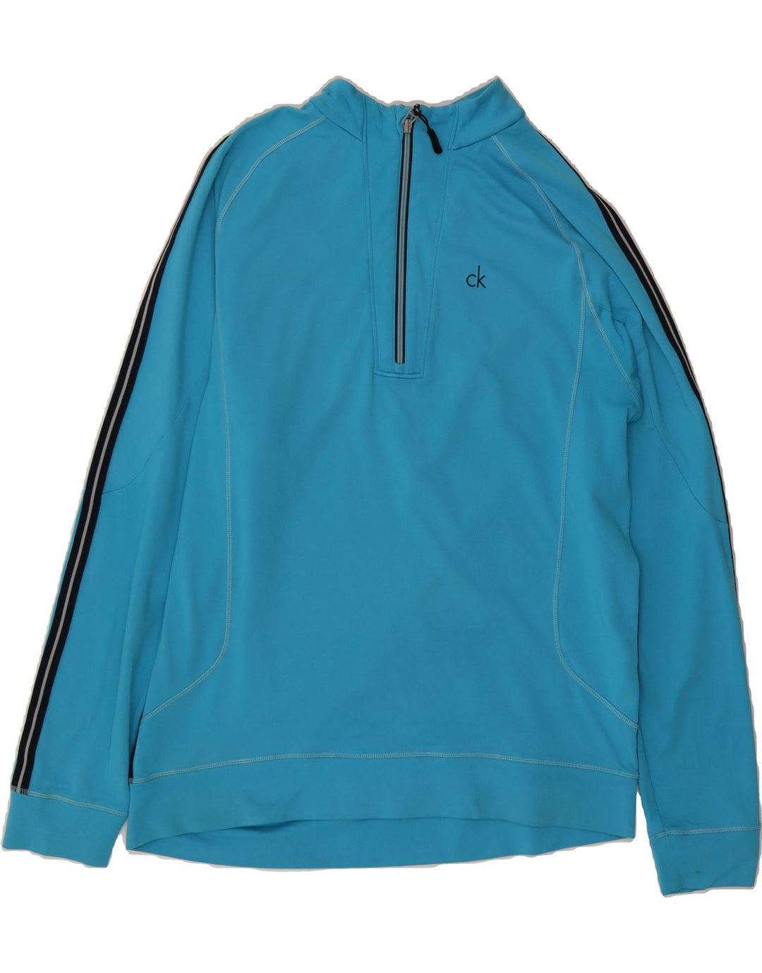 CALVIN KLEIN Mens Golf Zip Neck Sweatshirt Jumper Large Blue Polyester Vintage Calvin Klein and Second-Hand Calvin Klein from Messina Hembry 