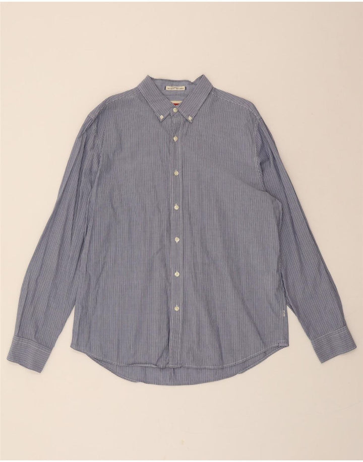 LEVI'S Mens Standard Fit Shirt Large Blue Pinstripe Cotton Vintage Levi's and Second-Hand Levi's from Messina Hembry 