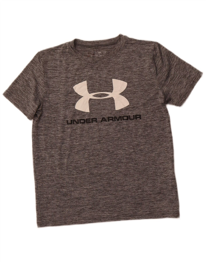UNDER ARMOUR Boys Heat Gear Graphic T-Shirt Top 11-12 Years Large Grey