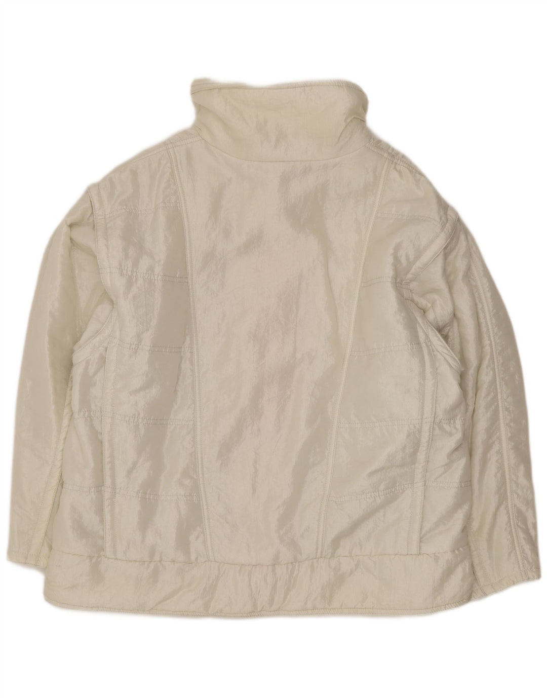 Ellesse Ženska široka podstavljena jakna IT 48 XL Retro od bijelog najlona