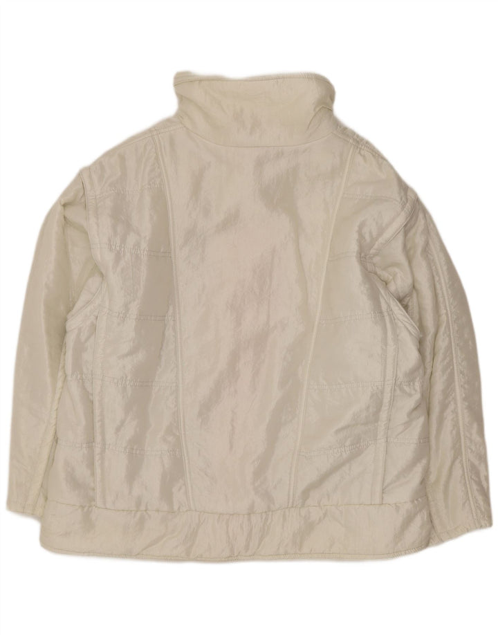 Ellesse Ženska široka podstavljena jakna IT 48 XL Retro od bijelog najlona