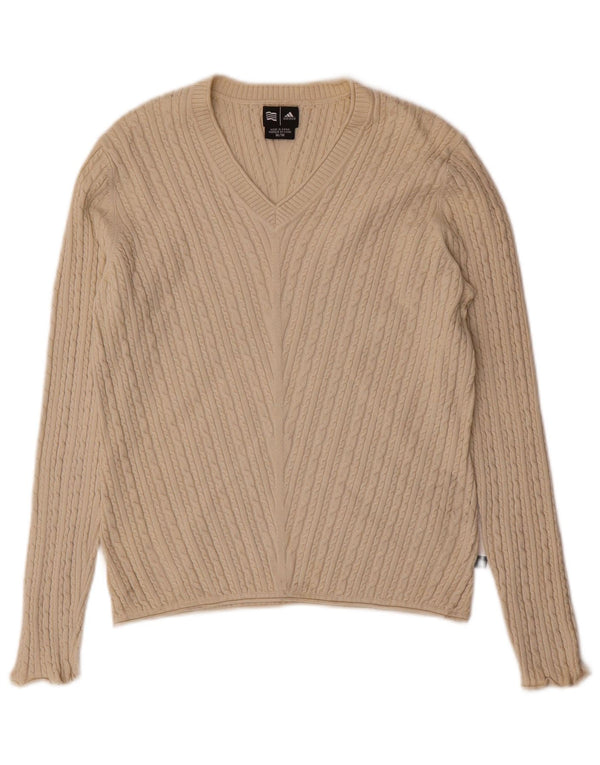 ADIDAS ženski džemper s V-izrezom UK 12 srednje bež svile