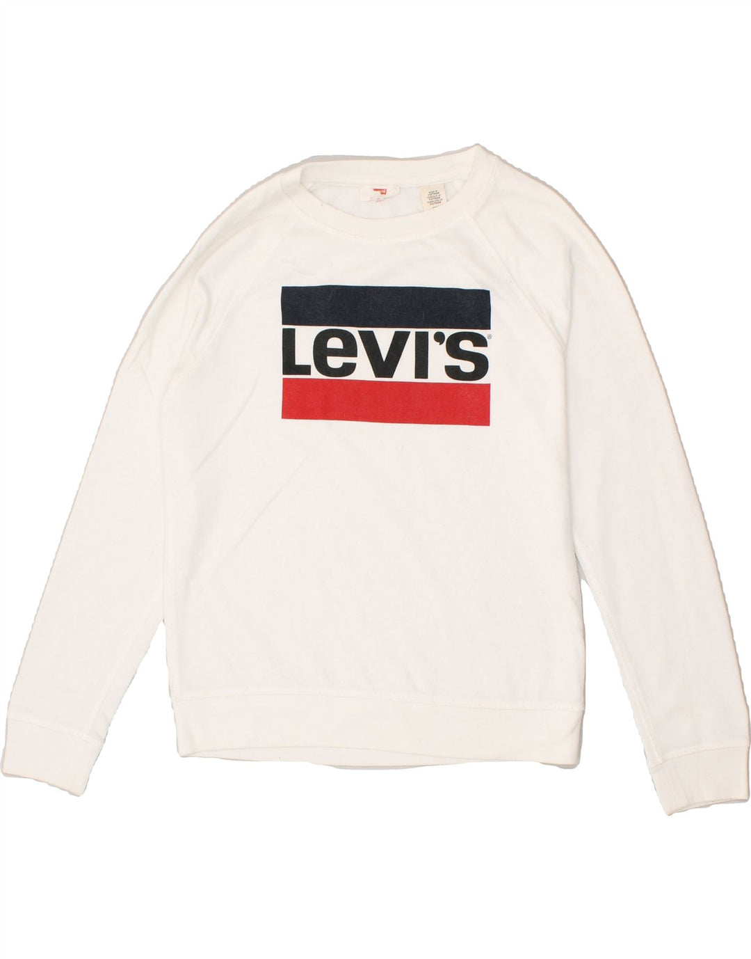LEVI'S Womens Graphic Crop Sweatshirt Jumper UK 10 Small White Vintage Levi's and Second-Hand Levi's from Messina Hembry 