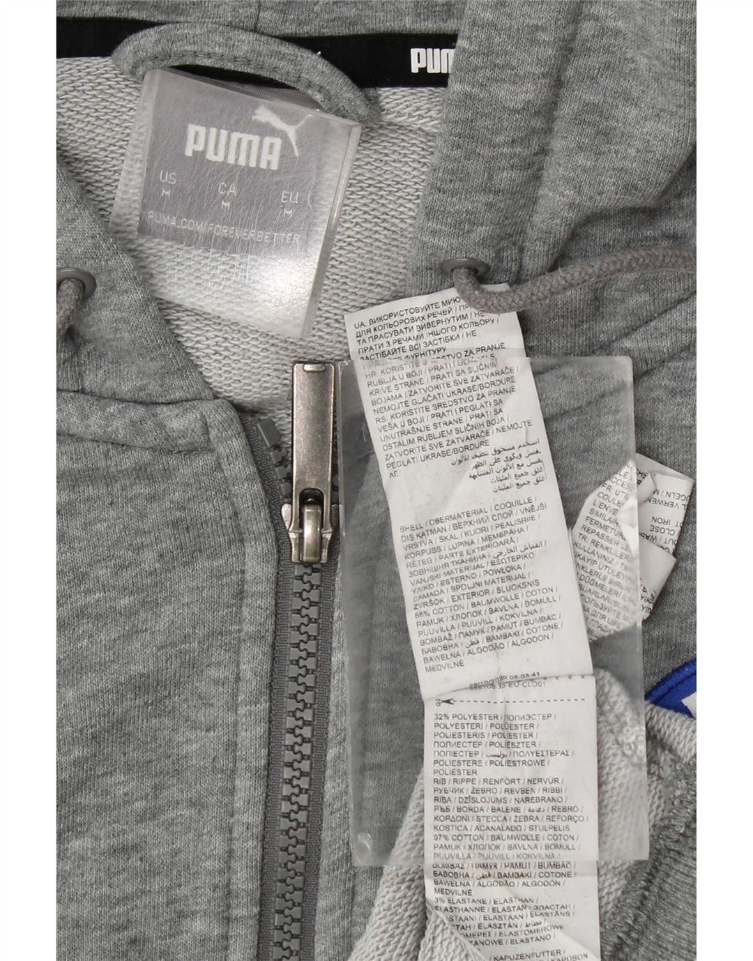 Puma muški pulover s kapuljačom s patentnim zatvaračem, srednje sivi pamuk