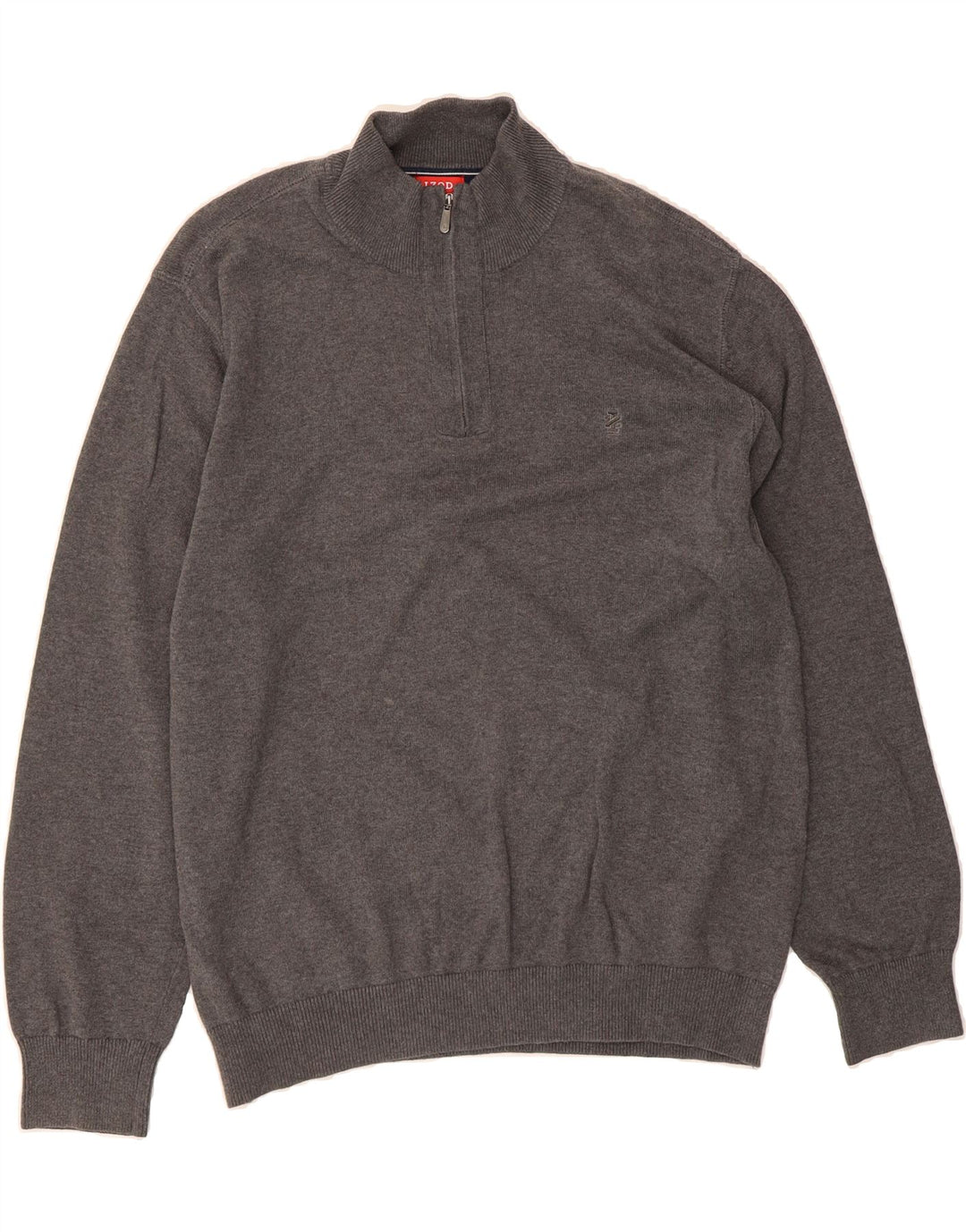 IZOD Mens Zip Neck Jumper Sweater XL Grey Cotton Vintage Izod and Second-Hand Izod from Messina Hembry 