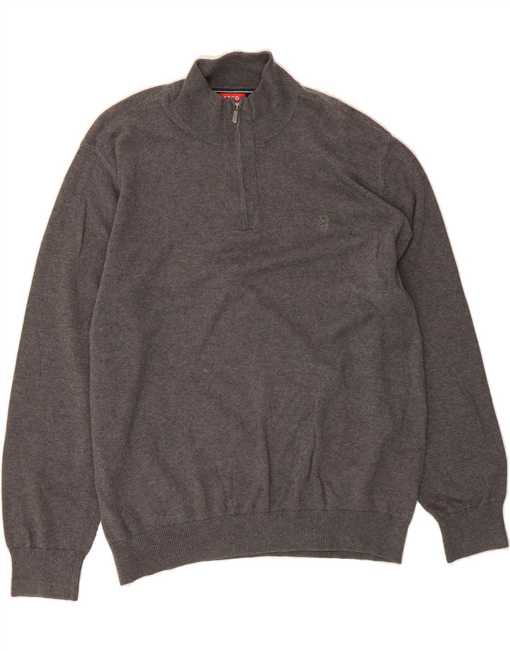 IZOD Mens Zip Neck Jumper Sweater XL Grey Cotton Vintage Izod and Second-Hand Izod from Messina Hembry 
