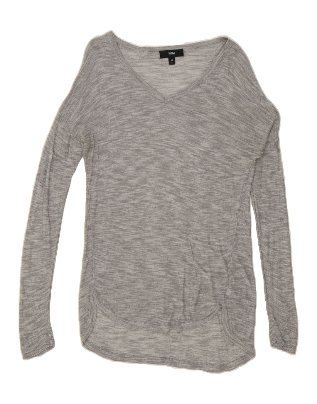 MOSSIMO Womens V-Neck Jumper Sweater UK 14 Medium Grey Flecked Rayon Vintage Mossimo and Second-Hand Mossimo from Messina Hembry 