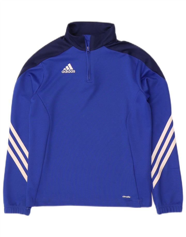 ADIDAS Boys Climalite Pullover Tracksuit Top 9-10 Years Medium  Blue