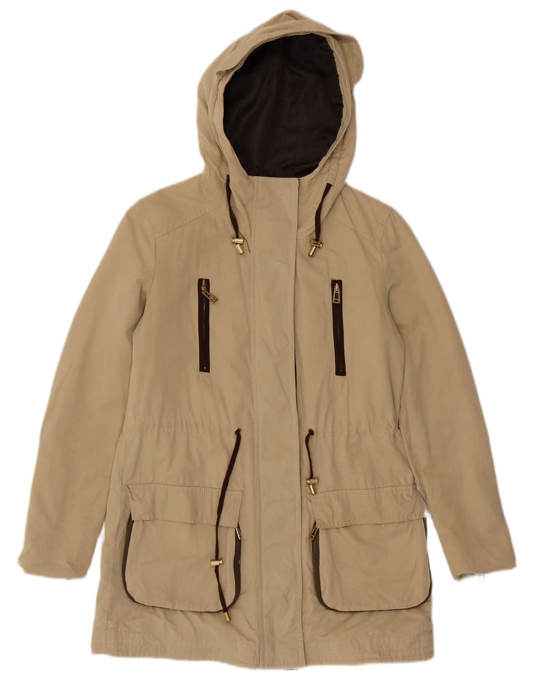 Zara ženska parka jakna s kapuljačom UK 6 XS bež poliester