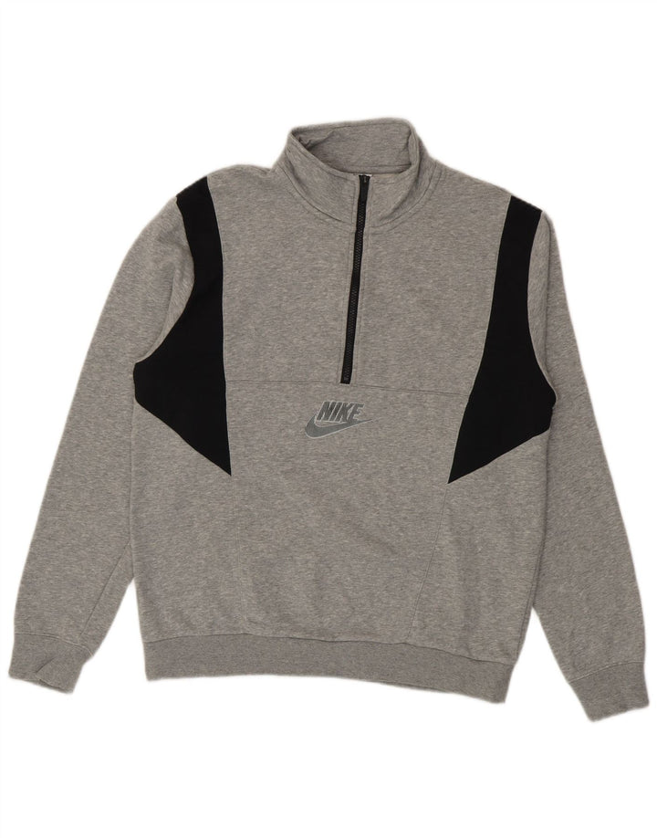 Nike muška majica s izrezom na patentni zatvarač srednje sivi pamuk