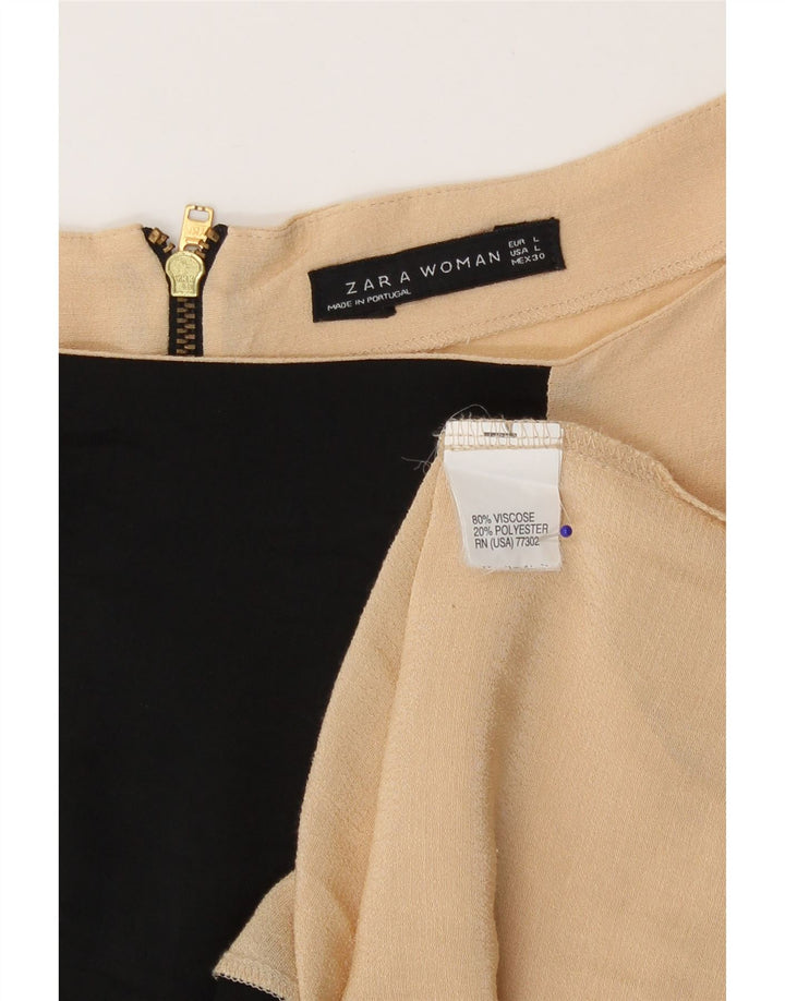 Zara ženski gornji dio bluze UK 16 Large Beige Colourblock Viskoza