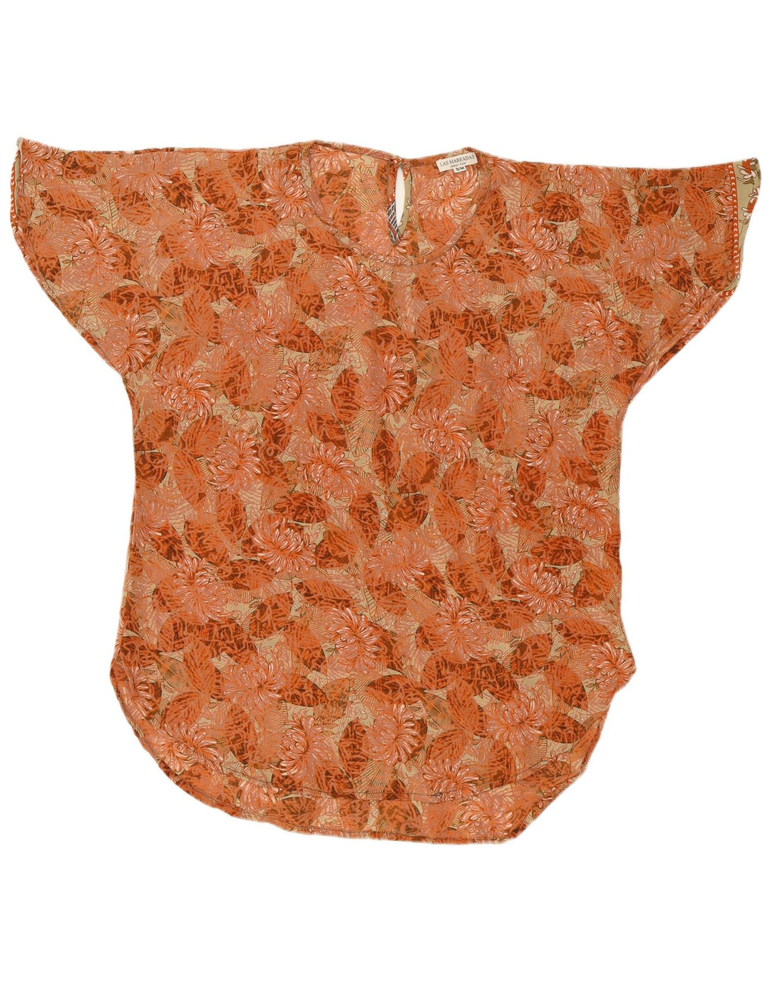 LAS MAREADAS Ženska prevelika bluza Top UK 10 Mala narančasta cvjetna svila