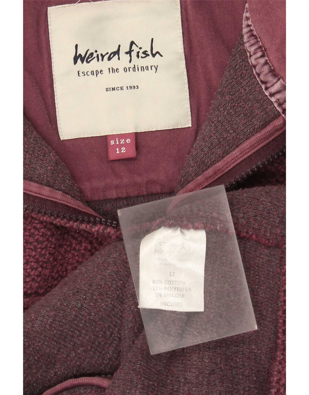 Weird Fish Ženska gornja jakna trenirke UK 12 Srednji tamnocrveni pamuk