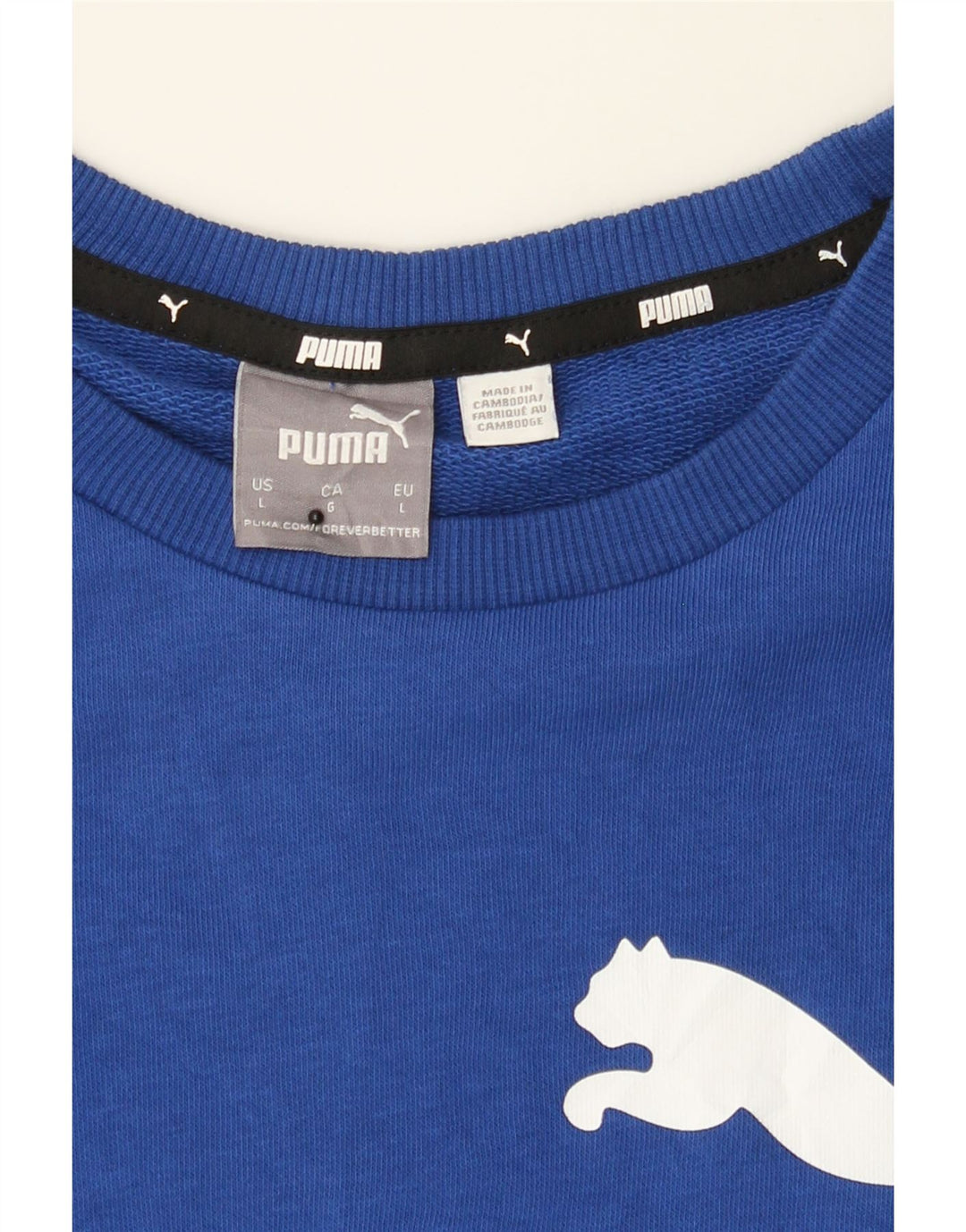 PUMA Mens Graphic Sweatshirt Jumper Large Blue Cotton Vintage Puma and Second-Hand Puma from Messina Hembry 