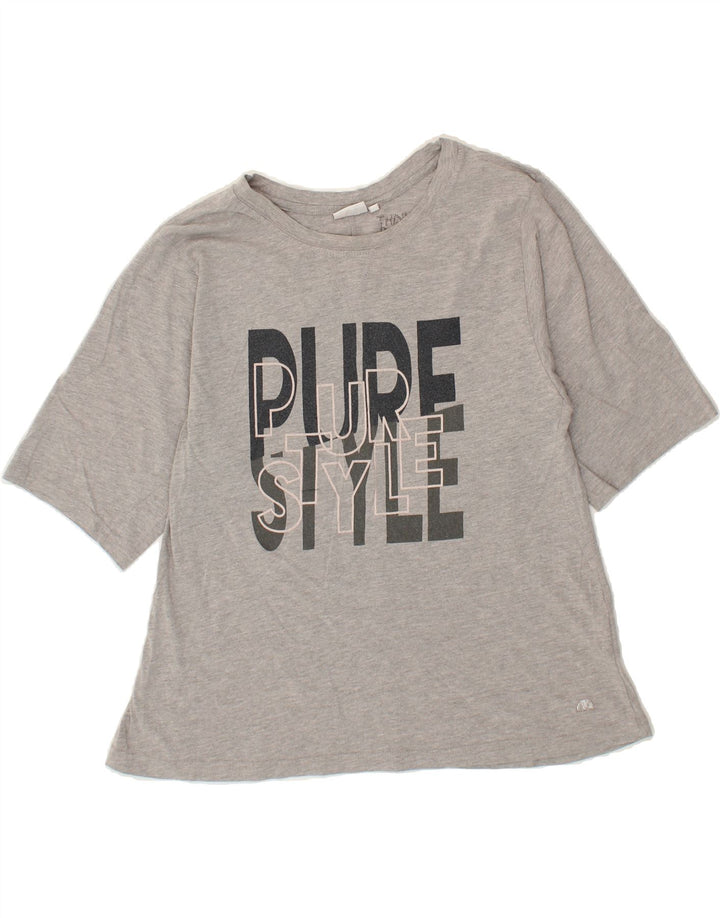 ELLESSE Womens Graphic T-Shirt Top UK 14 Medium Grey Cotton Vintage Ellesse and Second-Hand Ellesse from Messina Hembry 