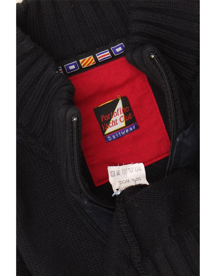 PORTOFINO ženski kardigan džemper UK 16 Veliki crni vuneni