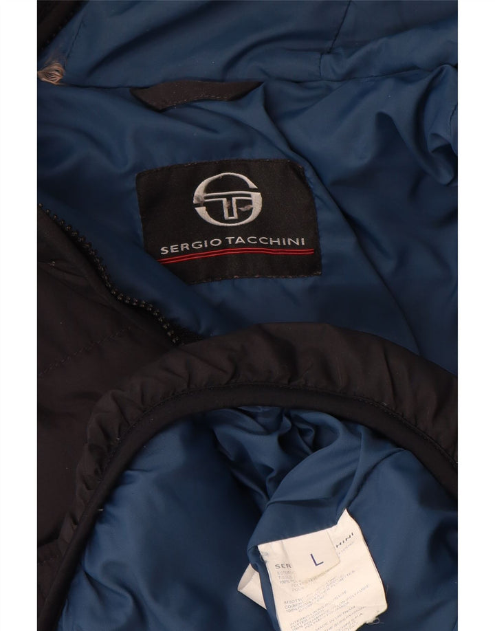 Sergio Tacchini muška podstavljena jakna s kapuljačom UK 40 veliki crni poliester