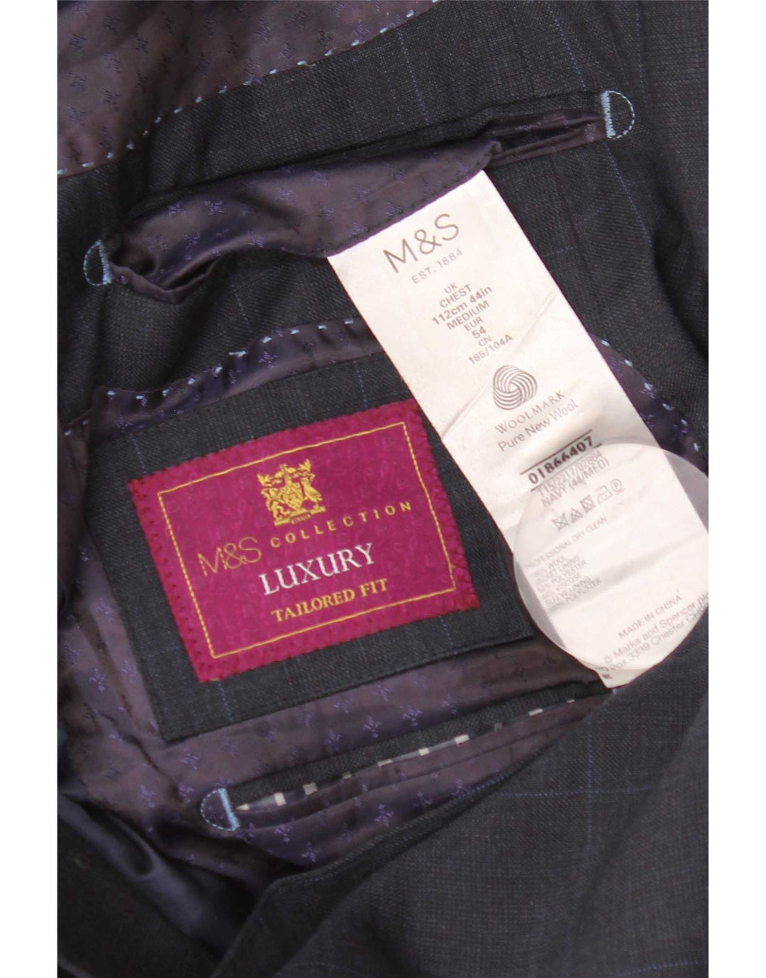 Marks & Spencer muška krojena sako jakna UK 44 XL tamnoplava karirana