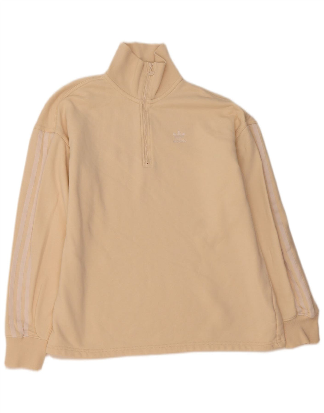 ADIDAS Womens Oversized Zip Neck Sweatshirt Jumper UK 8 Small Off White