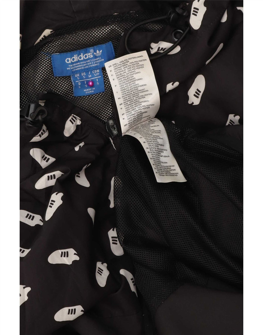 Adidas muška kišna jakna s kapuljačom s grafičkim motivima UK 36 mala crna poliesterska