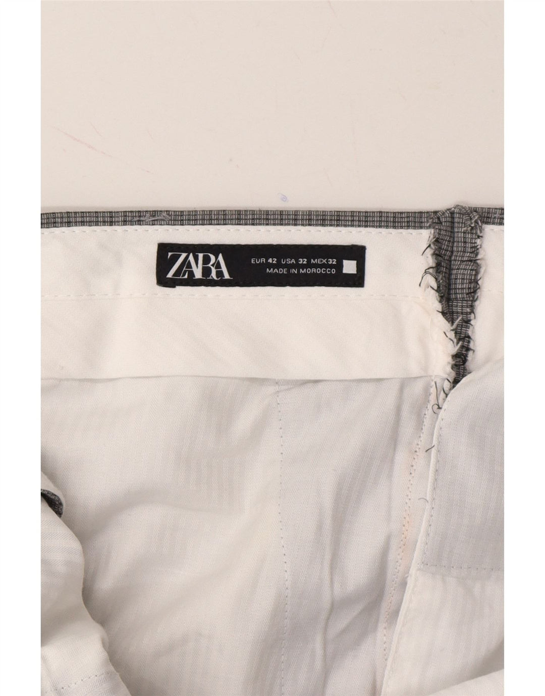 ZARA Womens Slim Chino Trousers EU 42 Large W32 L30 Grey Check Polyester Vintage Zara and Second-Hand Zara from Messina Hembry 