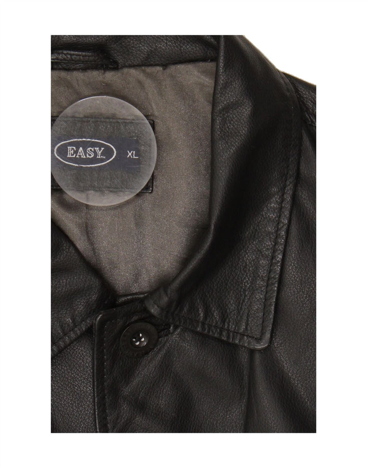 EASY Mens Leather Coat UK 42 XL Black Leather Vintage Easy and Second-Hand Easy from Messina Hembry 