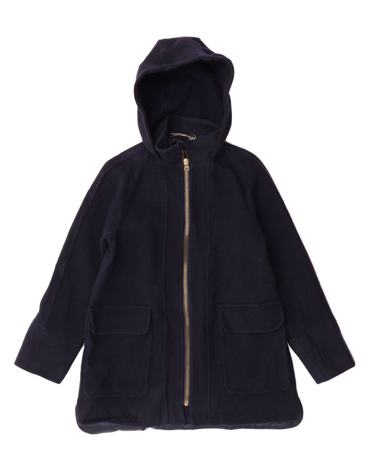 J. CREW Womens Hooded Overcoat UK 2 2XS Navy Blue Wool Vintage J. Crew and Second-Hand J. Crew from Messina Hembry 