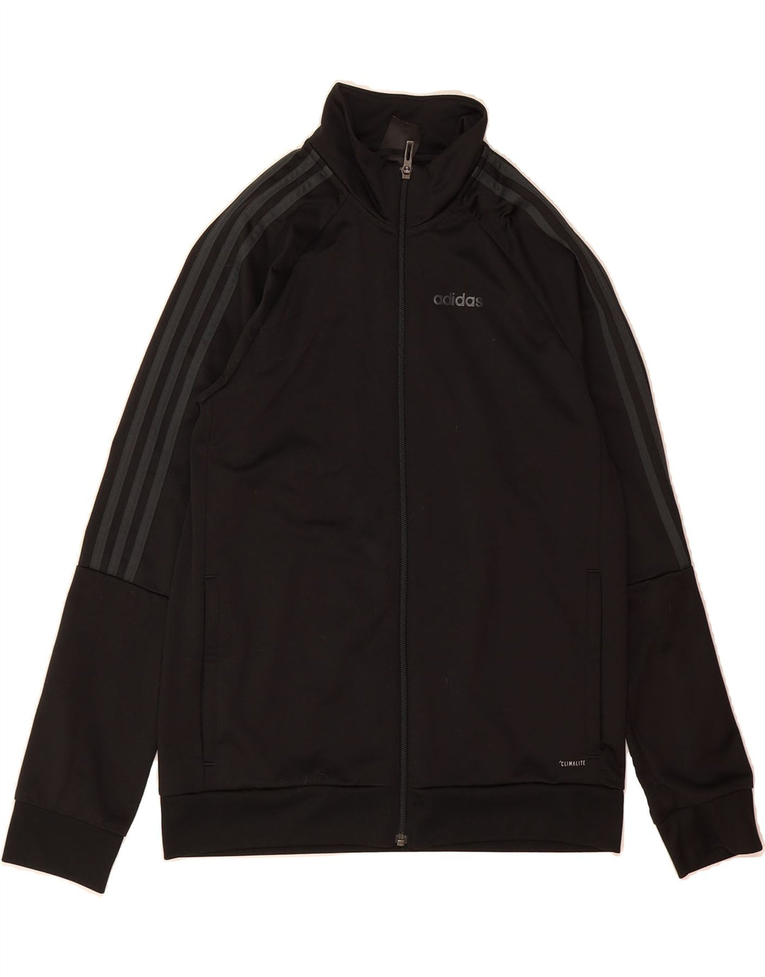 ADIDAS Boys Climalite Tracksuit Top Jacket 13-14 Years Black Polyester Vintage Adidas and Second-Hand Adidas from Messina Hembry 
