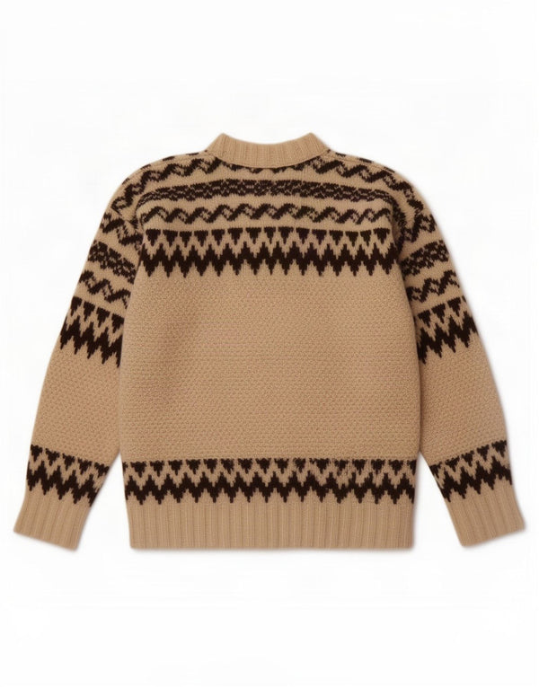 Vintage ženski džemper s okruglim izrezom UK 14 srednje bijele boje Fair Isle