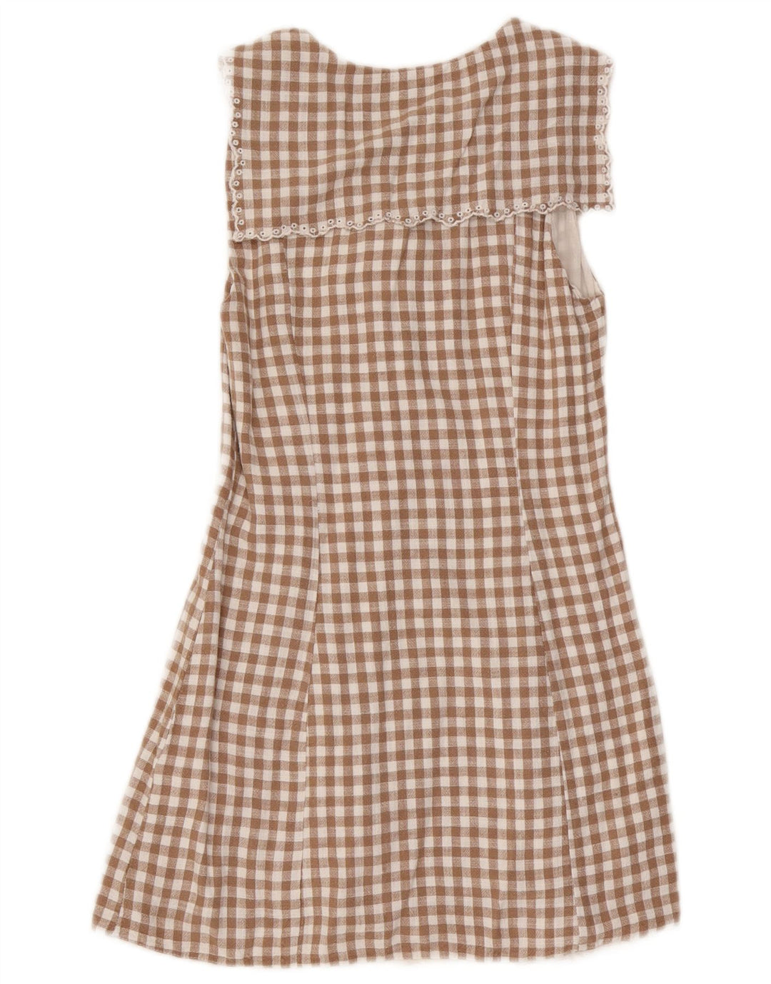 Zara ženska duga haljina bez rukava UK 10 Mala smeđa viskoza u gingham