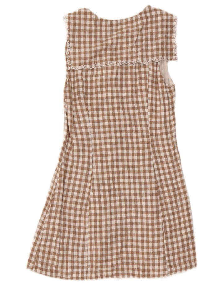 Zara ženska duga haljina bez rukava UK 10 Mala smeđa viskoza u gingham