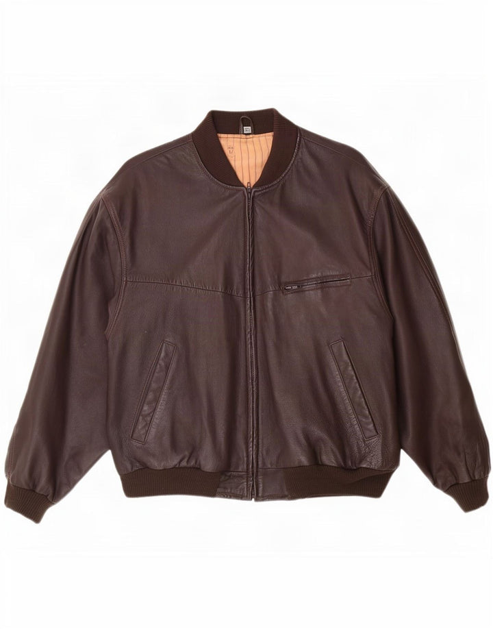 Vintage muška kožna jakna UK 42 XL smeđa