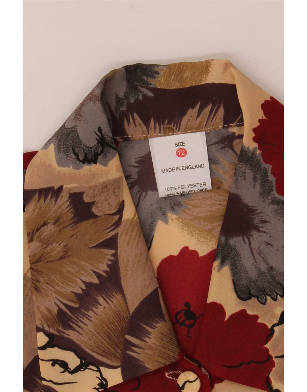 Vintage ženska košulja bluza UK 12 srednje raznobojni cvjetni poliester