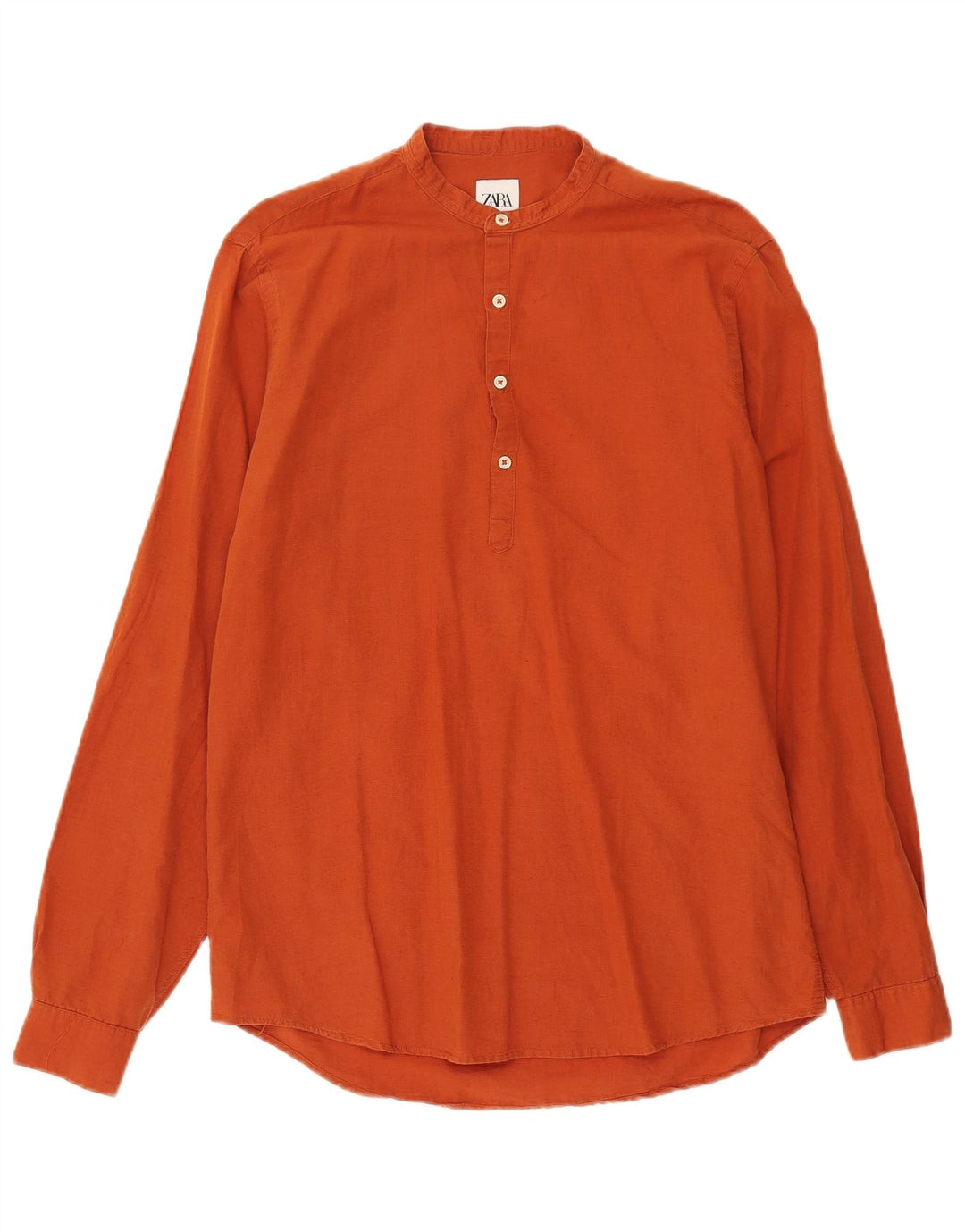 ZARA Mens Relaxed Fit Pullover Shirt Medium Orange