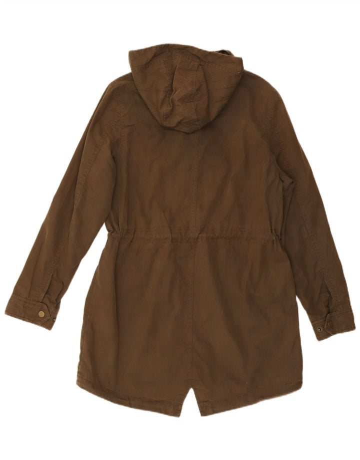 JACK WILLS Womens Oversized Hooded Parka Jacket UK 8 Small  Brown Cotton