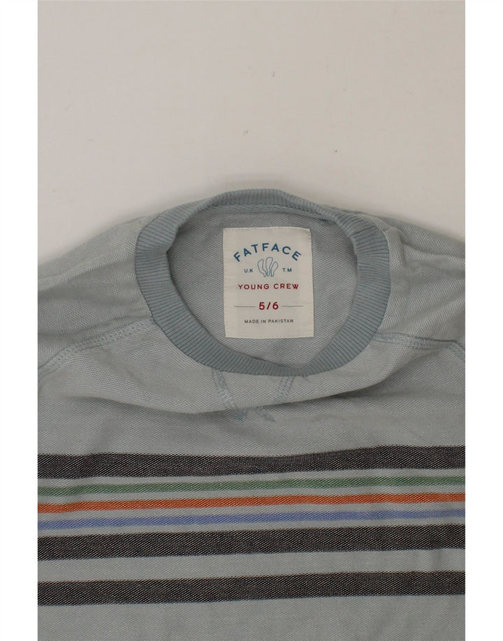 FAT FACE Boys Sweatshirt Jumper 5-6 Years Blue Striped Cotton Vintage Fat Face and Second-Hand Fat Face from Messina Hembry 