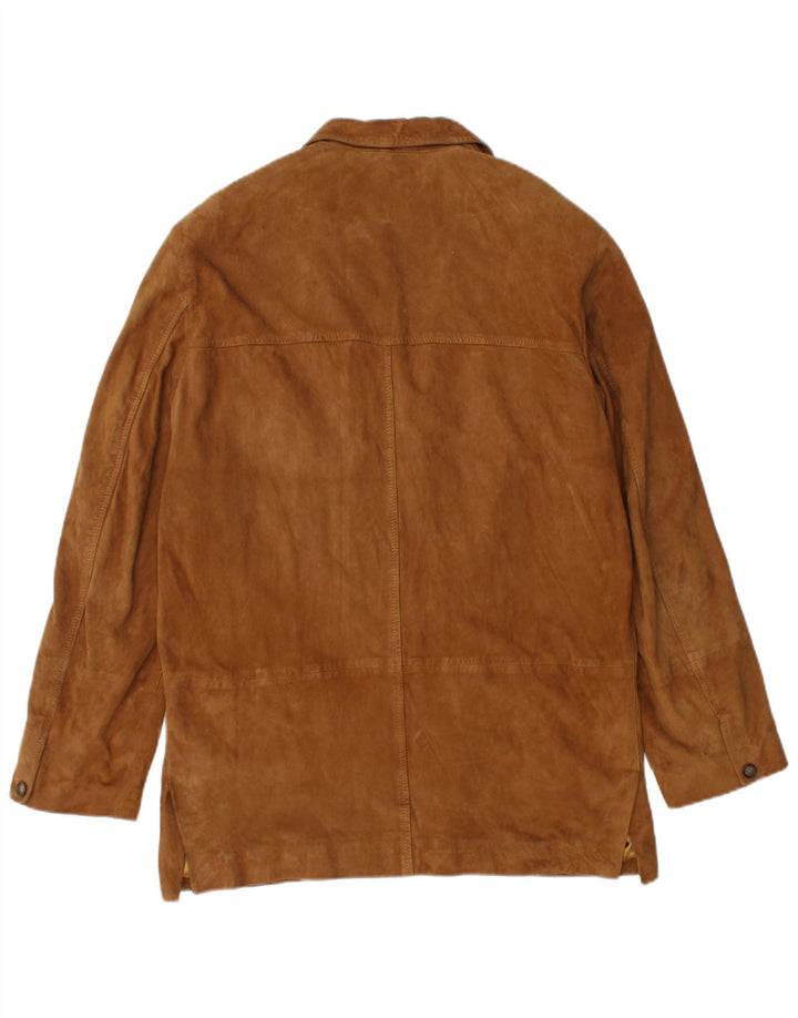 Vintage muška jakna od brušene kože s 3 gumba IT 48, srednje smeđa koža