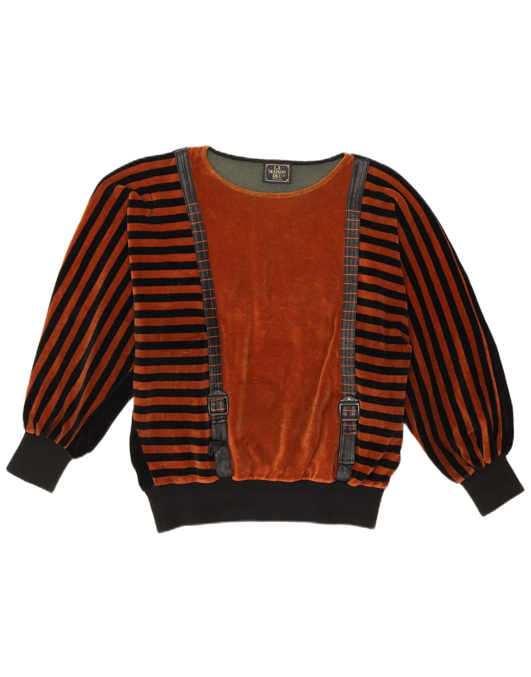 LA MAISON BLU ženski džemper s veznim izrezom UK 14 Srednje smeđe na pruge