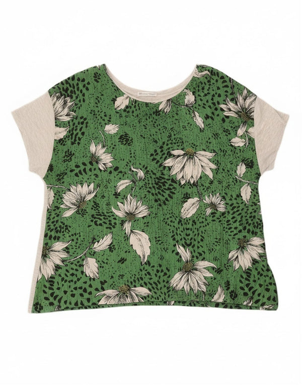 Zara ženska majica kratkih rukava XL Green Floral Lyocell