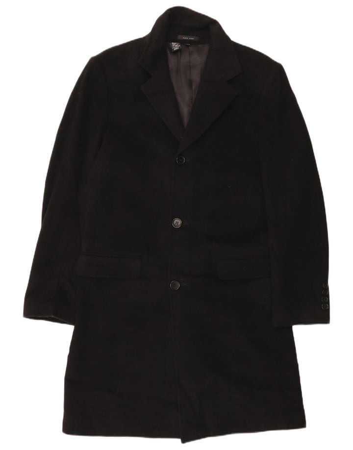 Zara Mens Overcoat UK 38 Medium Black Wool