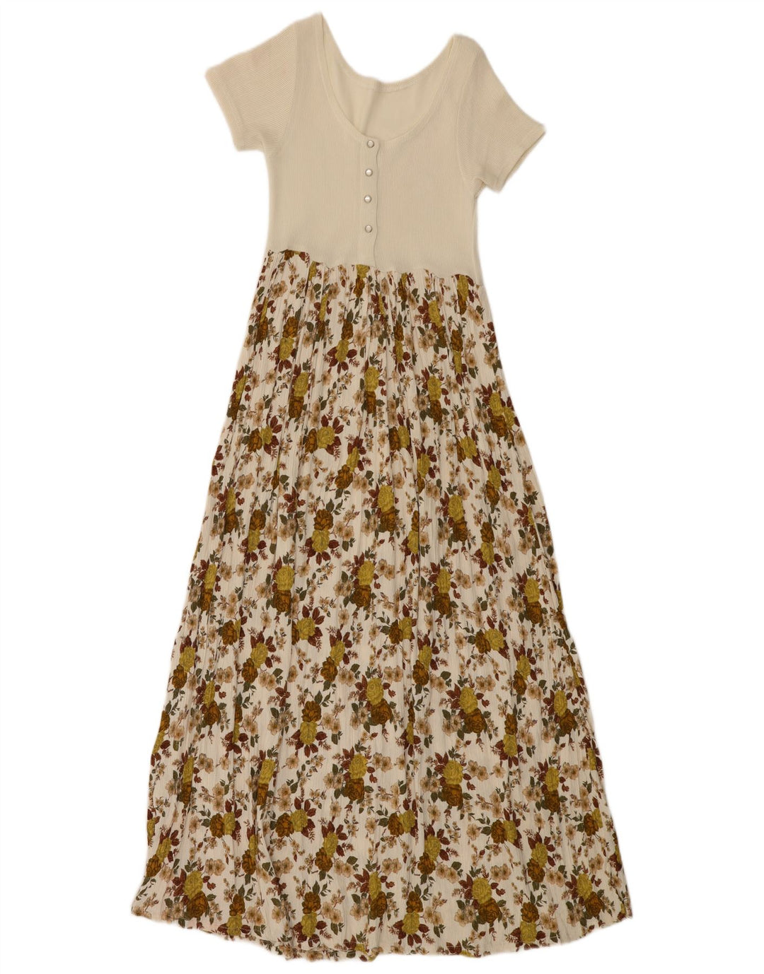 VINTAGE ženska maksi haljina UK 4 XS Off bijela cvjetna