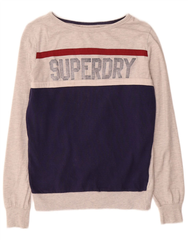 Superdry ženski džemper s grafičkim motivima UK 12 srednje sive boje