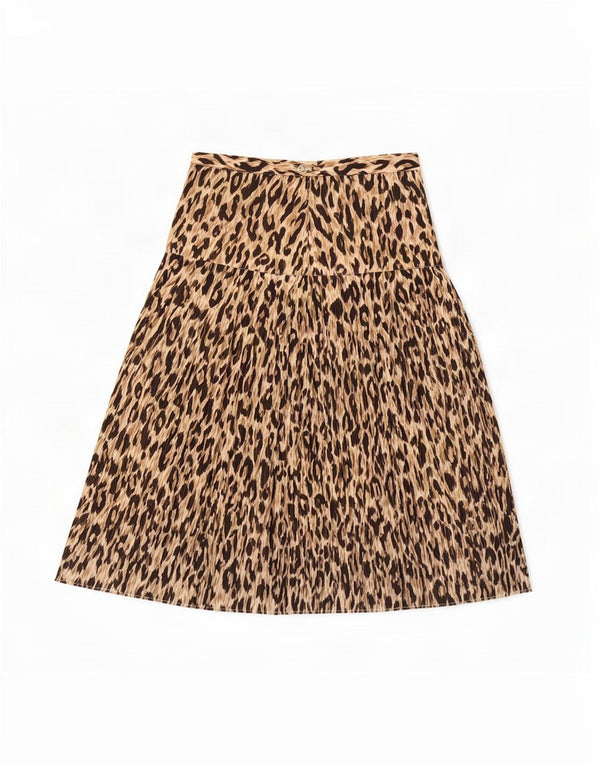 Vintage Womens Flared Skirt Small W27 Brown Animal Print