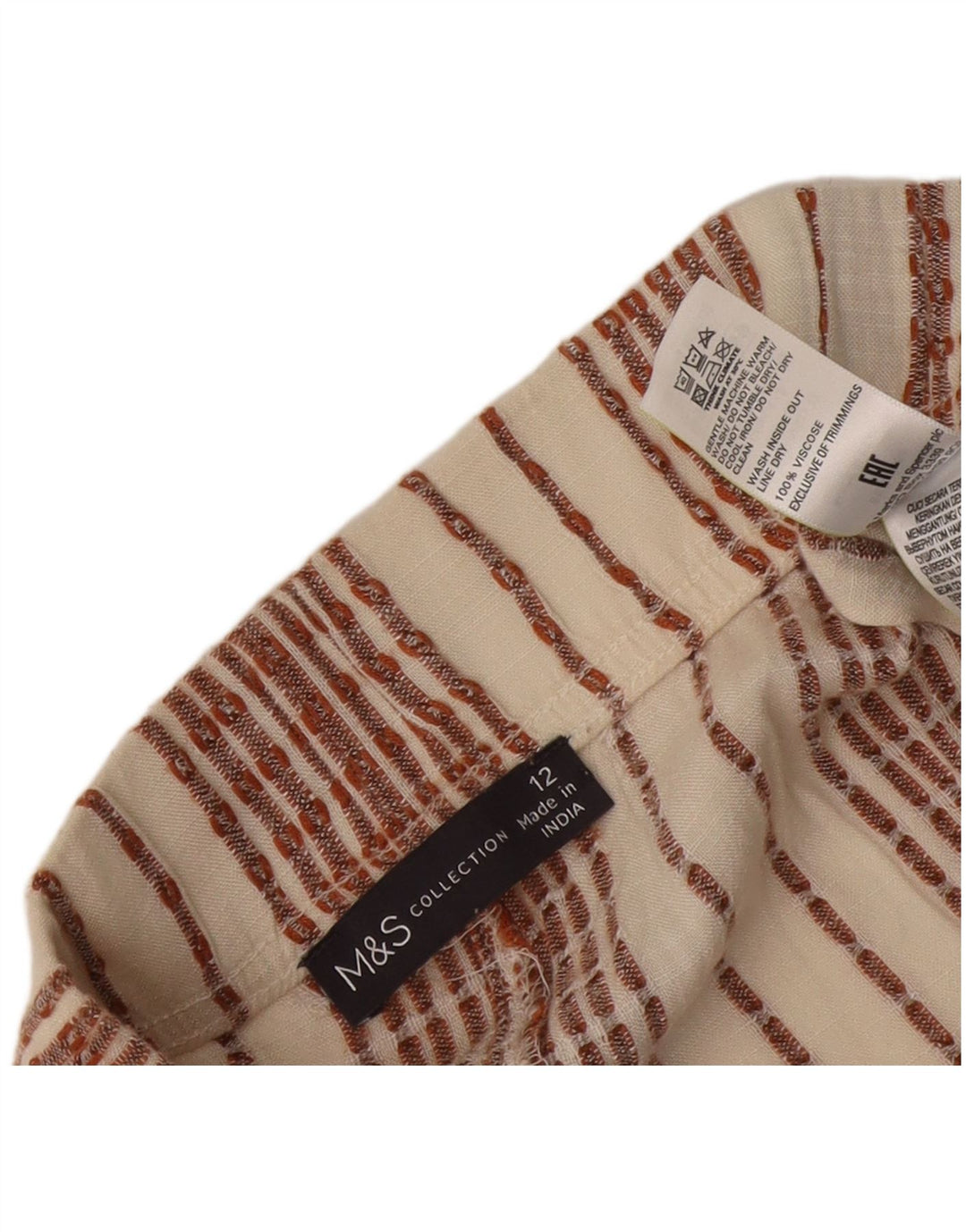 Marks & Spencer Ženske kratke hlače UK 12 srednje W32 Bijela prugasta viskoza