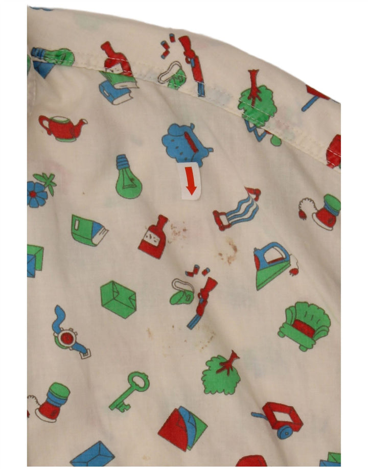 SISLEY Mens Abstract Pattern Shirt Large White