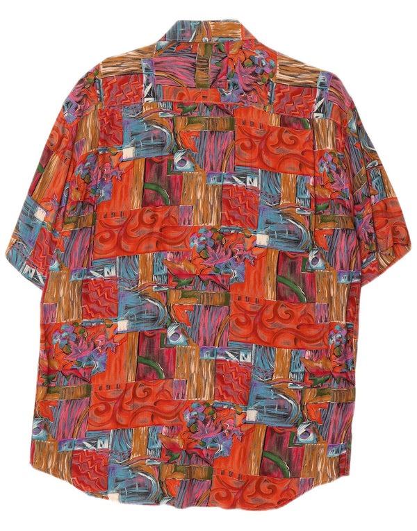 Vintage muška košulja kratkih rukava srednje crvene patchwork boje