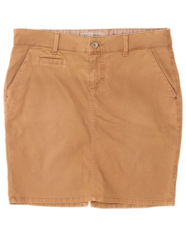 Guess ženska mini suknja W29 srednje bež pamuk