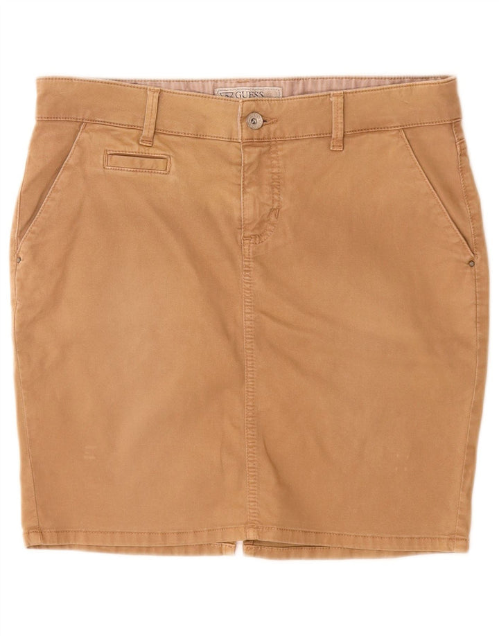 Guess ženska mini suknja W29 srednje bež pamuk